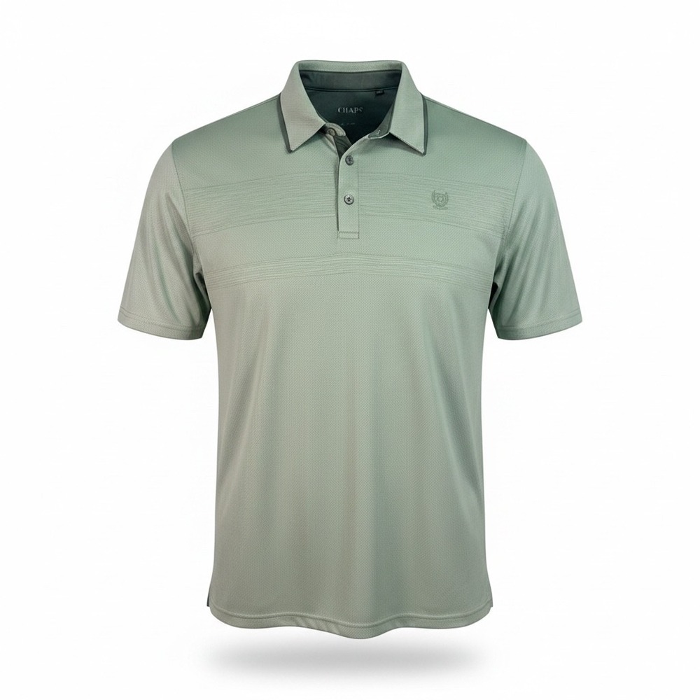 Chaps Golf Polo Mens XL Green Short Sleeve Striped Performance Shirt